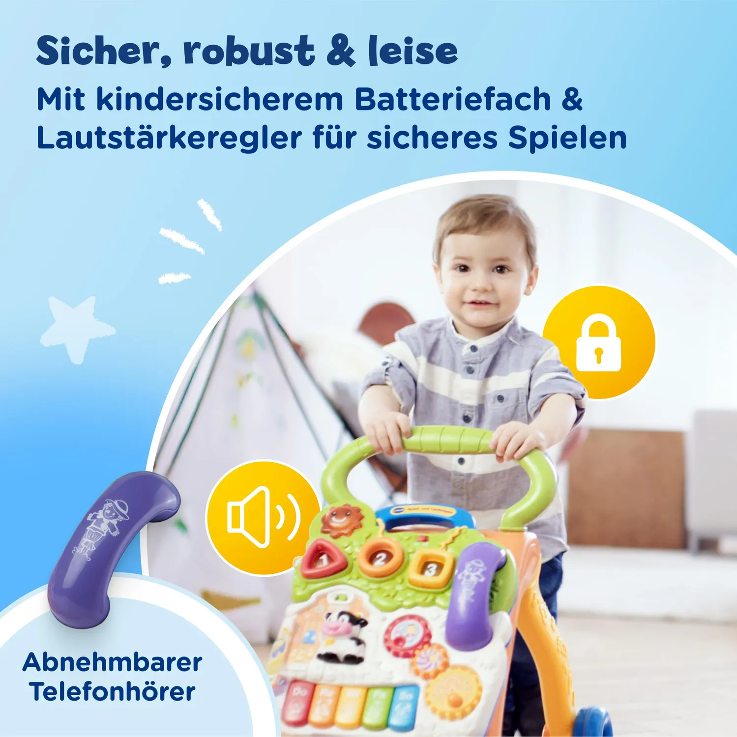 VTech Spiel- und Laufwagen Lauflernhilfe mit Spielboard