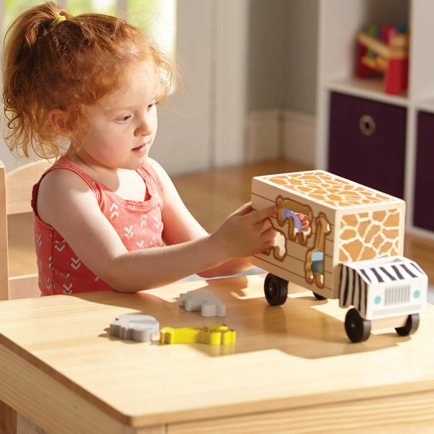 Melissa & Doug Animal Rescue Safaritruck Holz 9 Tiere stapelbar