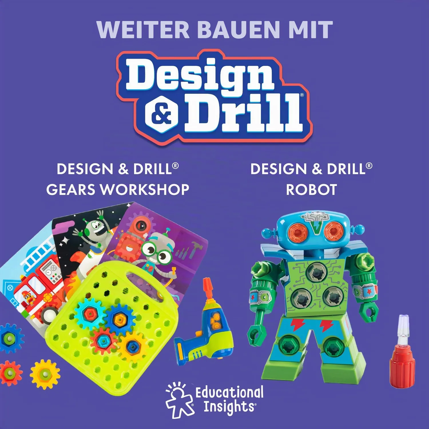 Learning Resources Design & Drill Roboter-Workshop Spielzeug mit Bohrer 70-teilig