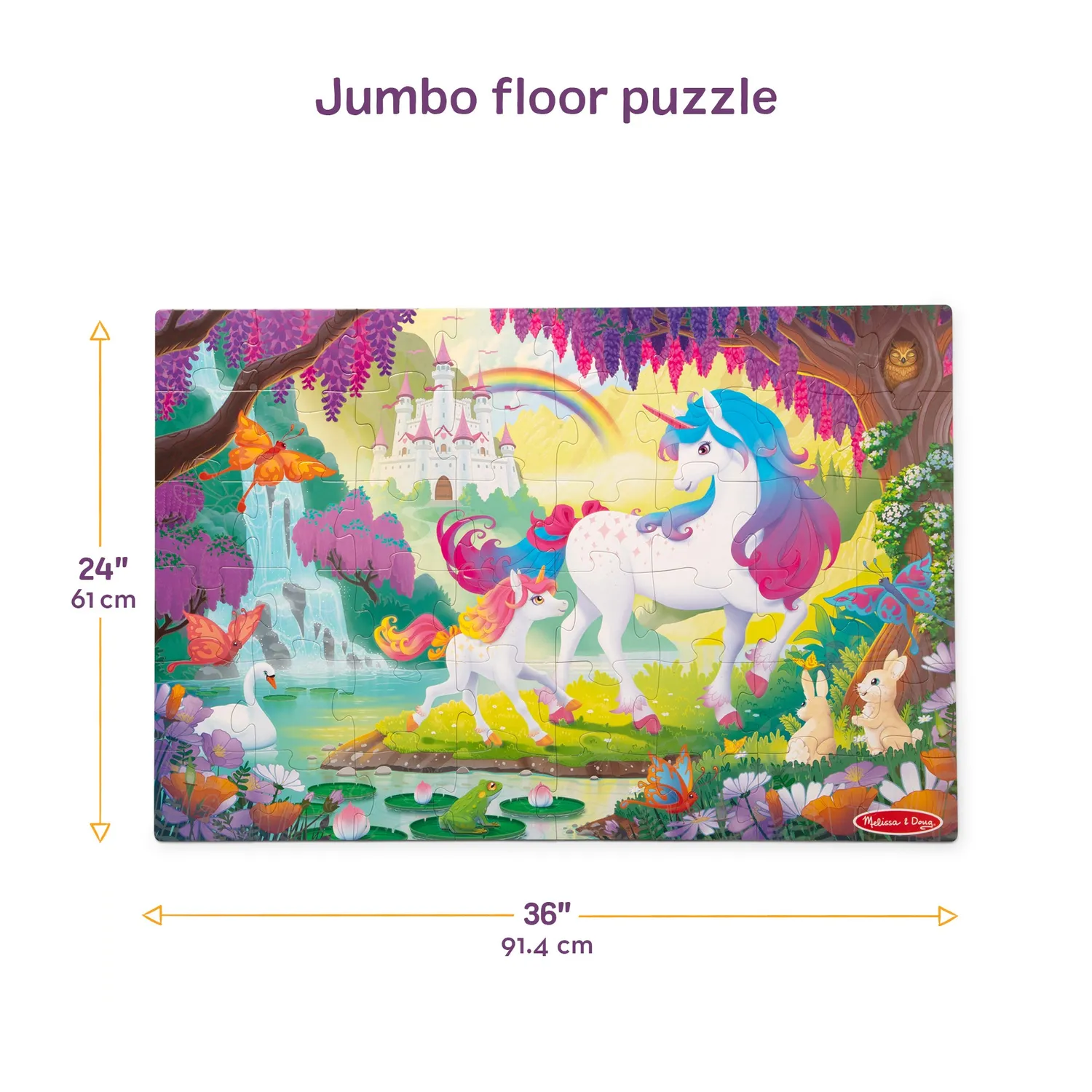 Melissa & Doug Glow-in-the-Dark Unicorn Bodenpuzzle 48 Teile leuchtend