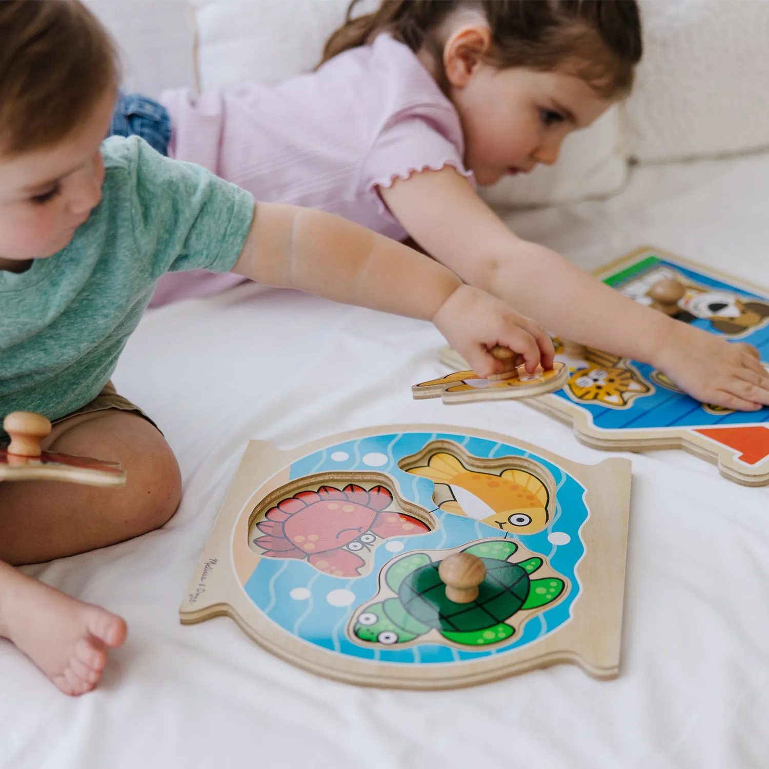 Melissa & Doug Jumbo Steckpuzzle Holz 2er-Pack Fische