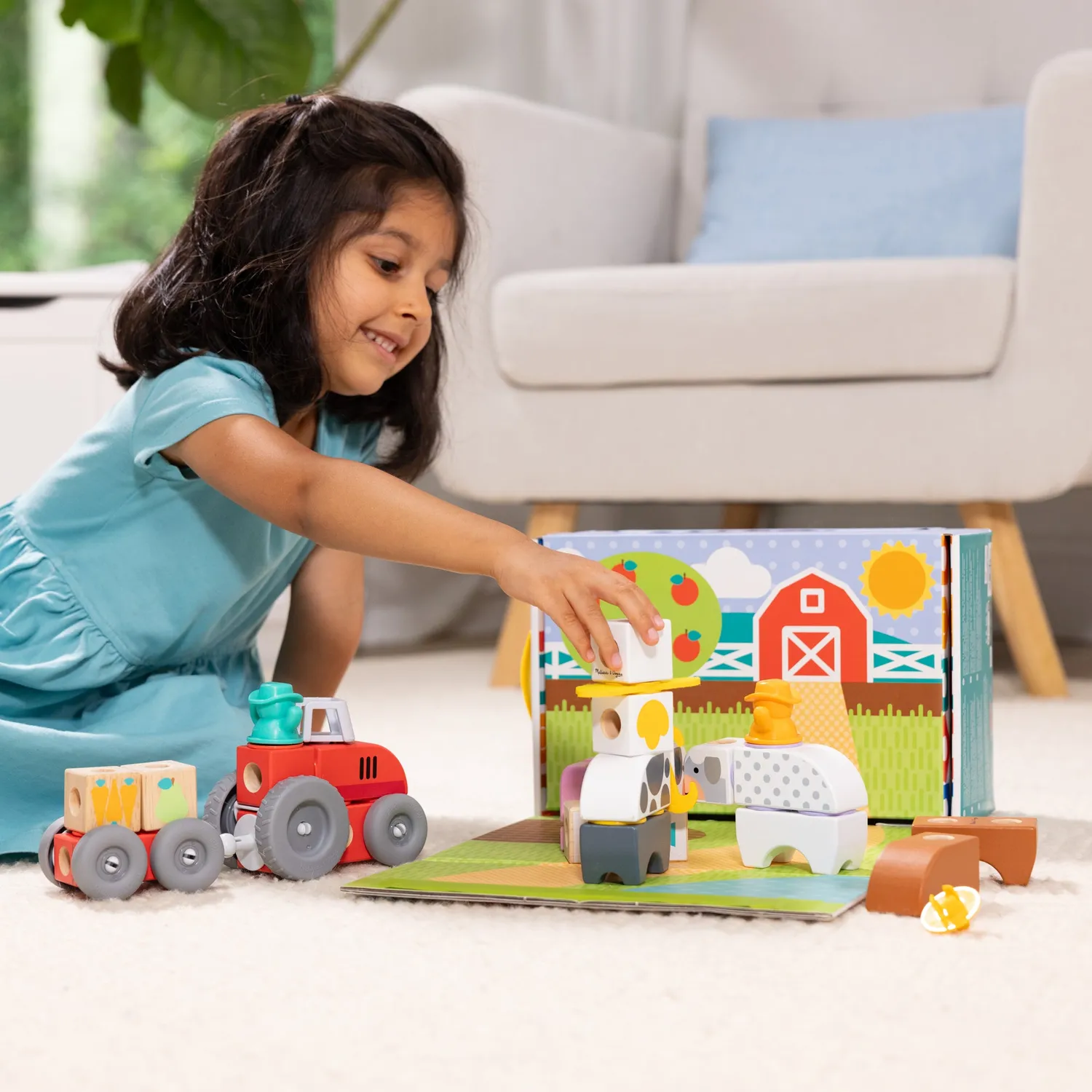 Melissa & Doug Blockables Farm and Farm Friends Steckbausteine 2er-Set Holz