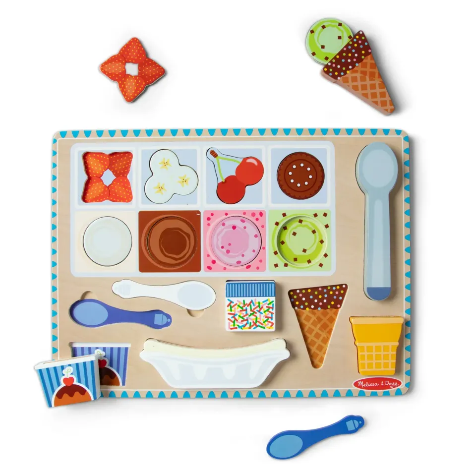 Melissa & Doug Ice Cream Magnetpuzzle Holz Eis 16-teilig