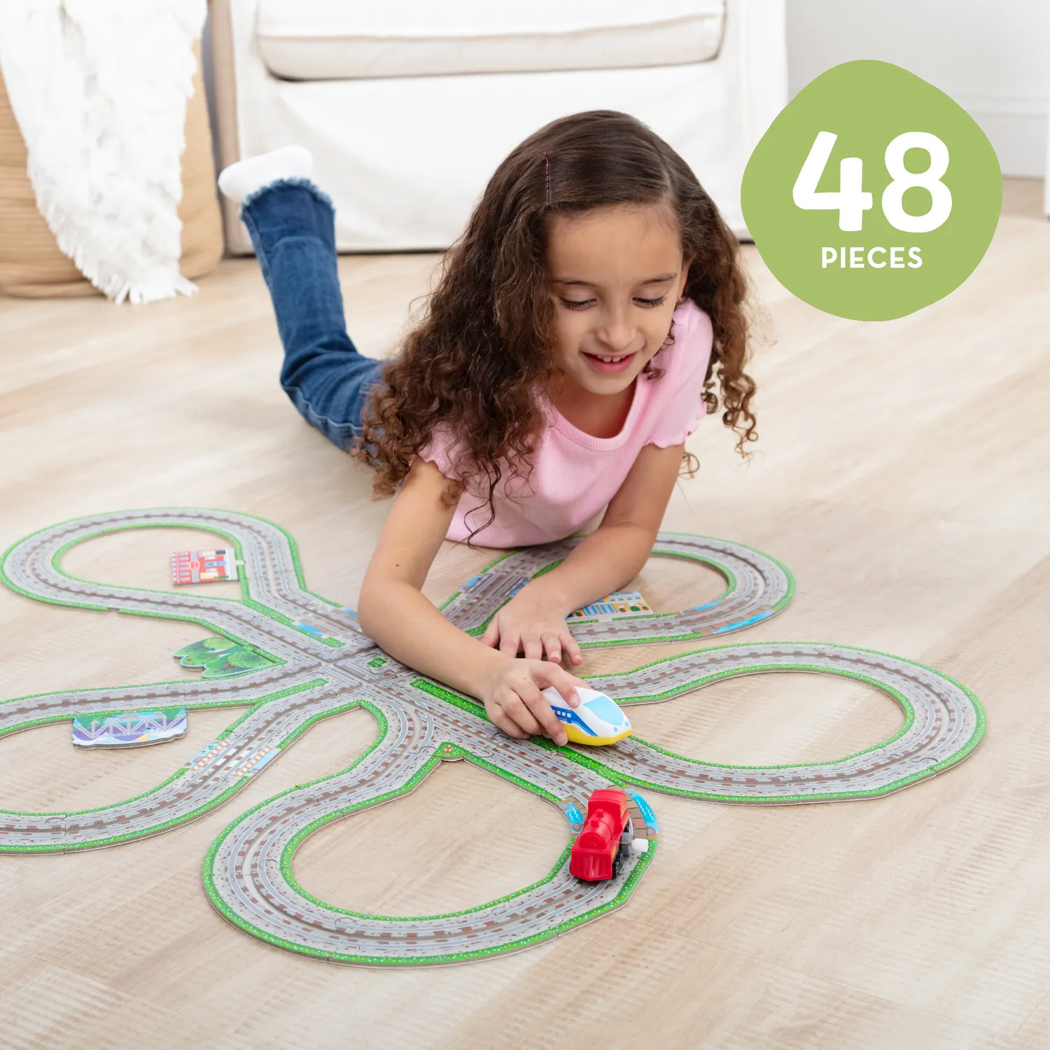 Melissa & Doug Railroad Bodenpuzzle 48 Teile mit Zügen