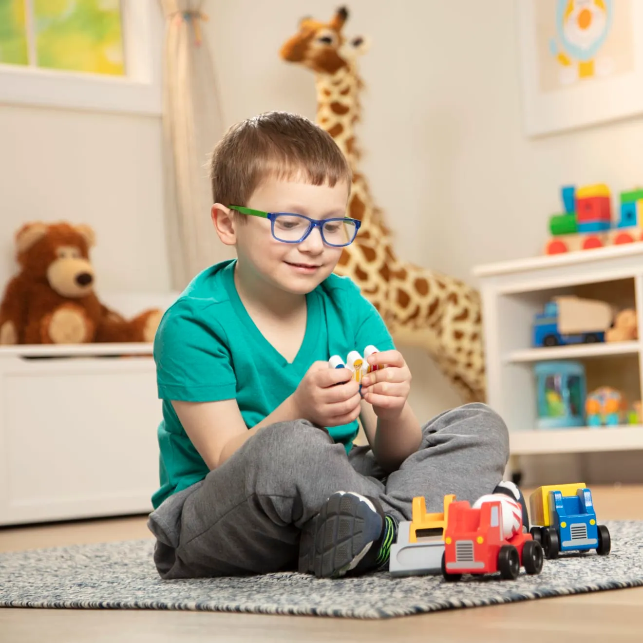 Melissa & Doug Construction Vehicle Holz Baufahrzeuge 3er Set