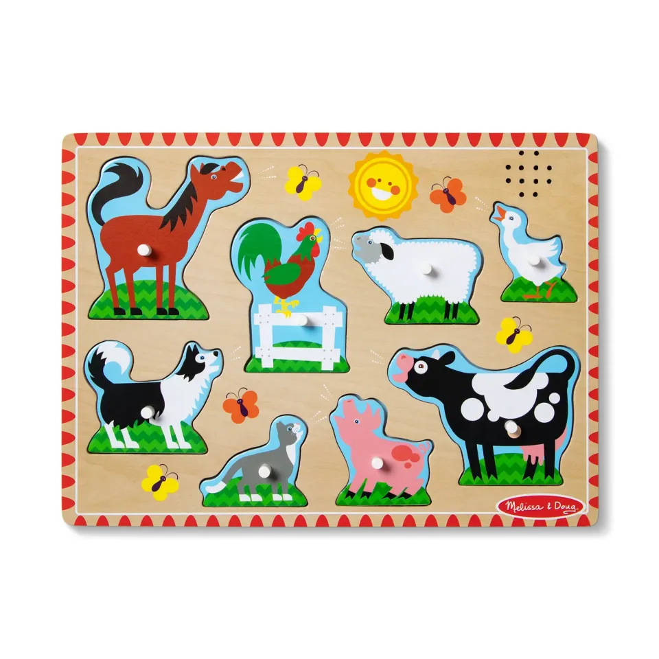 Melissa & Doug Farm Soundpuzzle Holz 8 Teile Tierstimmen