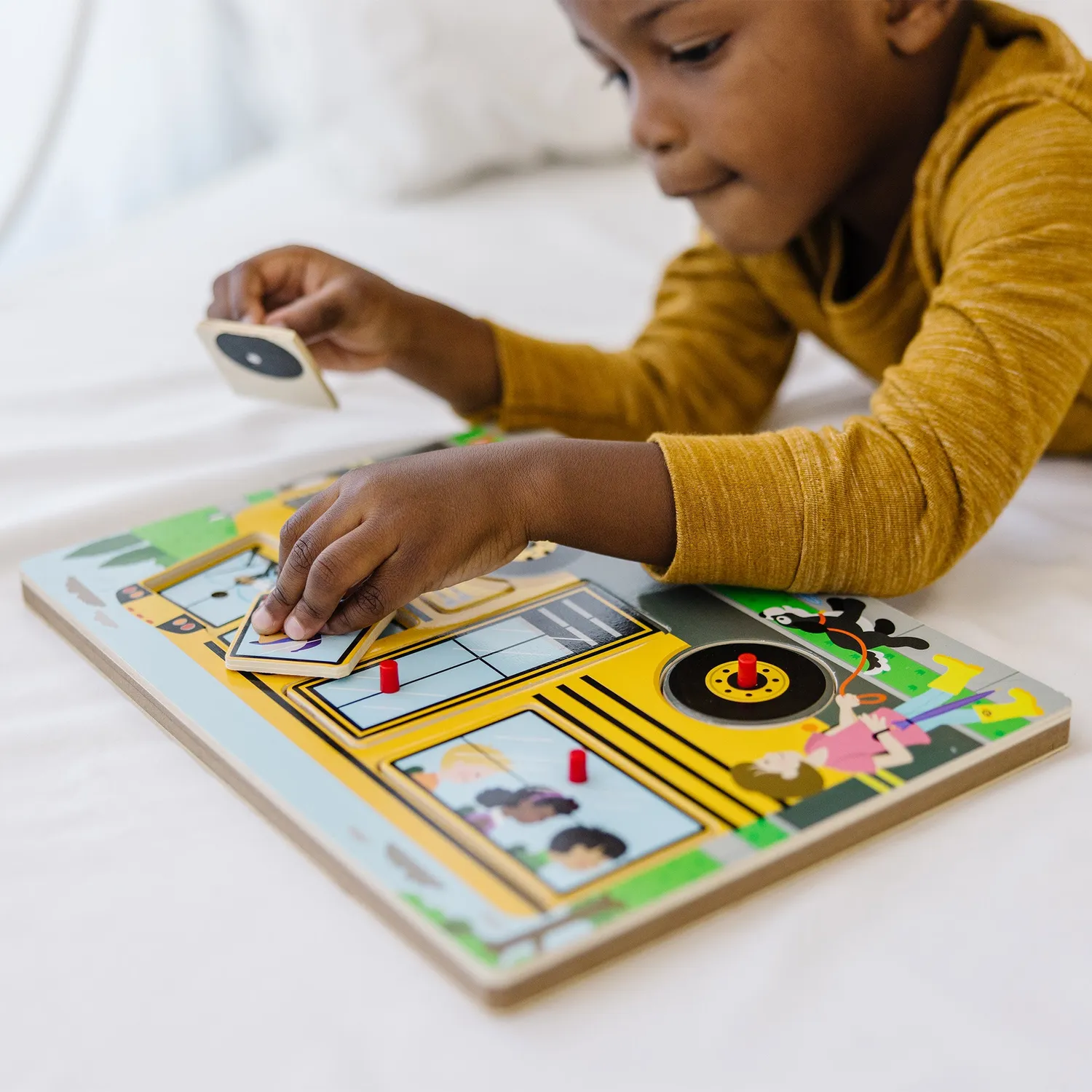 Melissa & Doug Wheels on the Bus Holzpuzzle 6 Teile mit Sound ab 2 Jahre