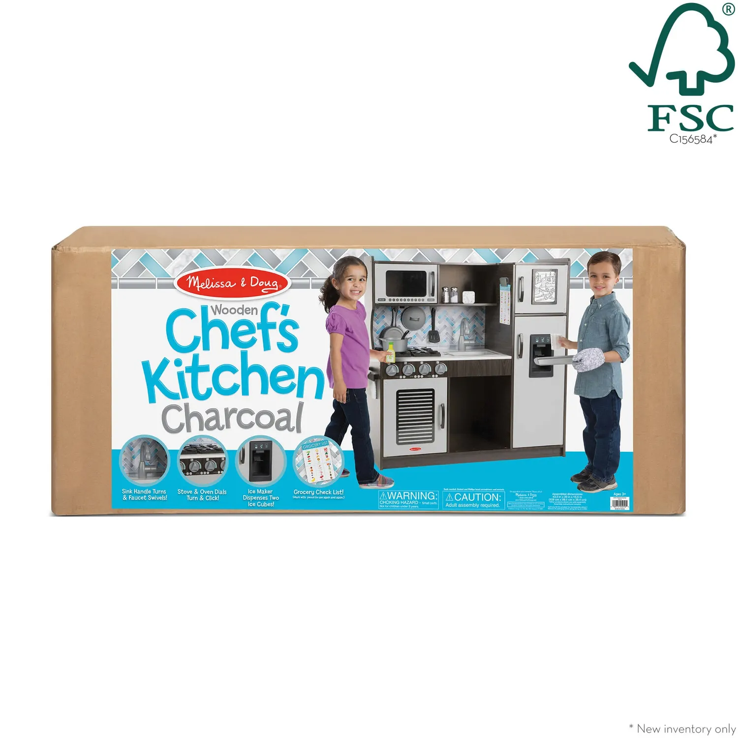 Melissa & Doug Chef's Kitchen Spielküche Anthrazit Holz