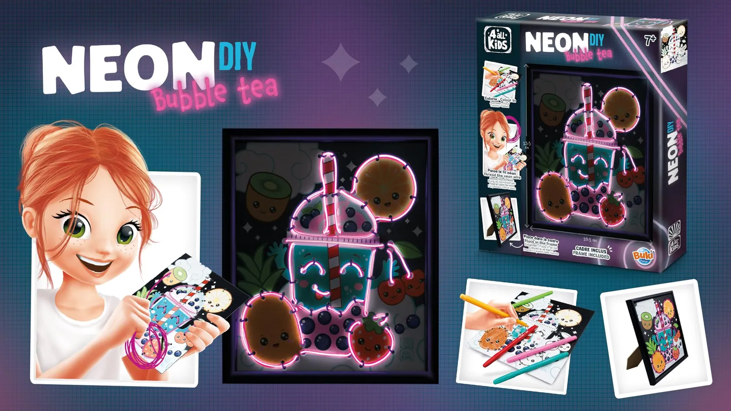 Buki Neonrahmen Bubble Tea Bastelset 3 Lichtmodi
