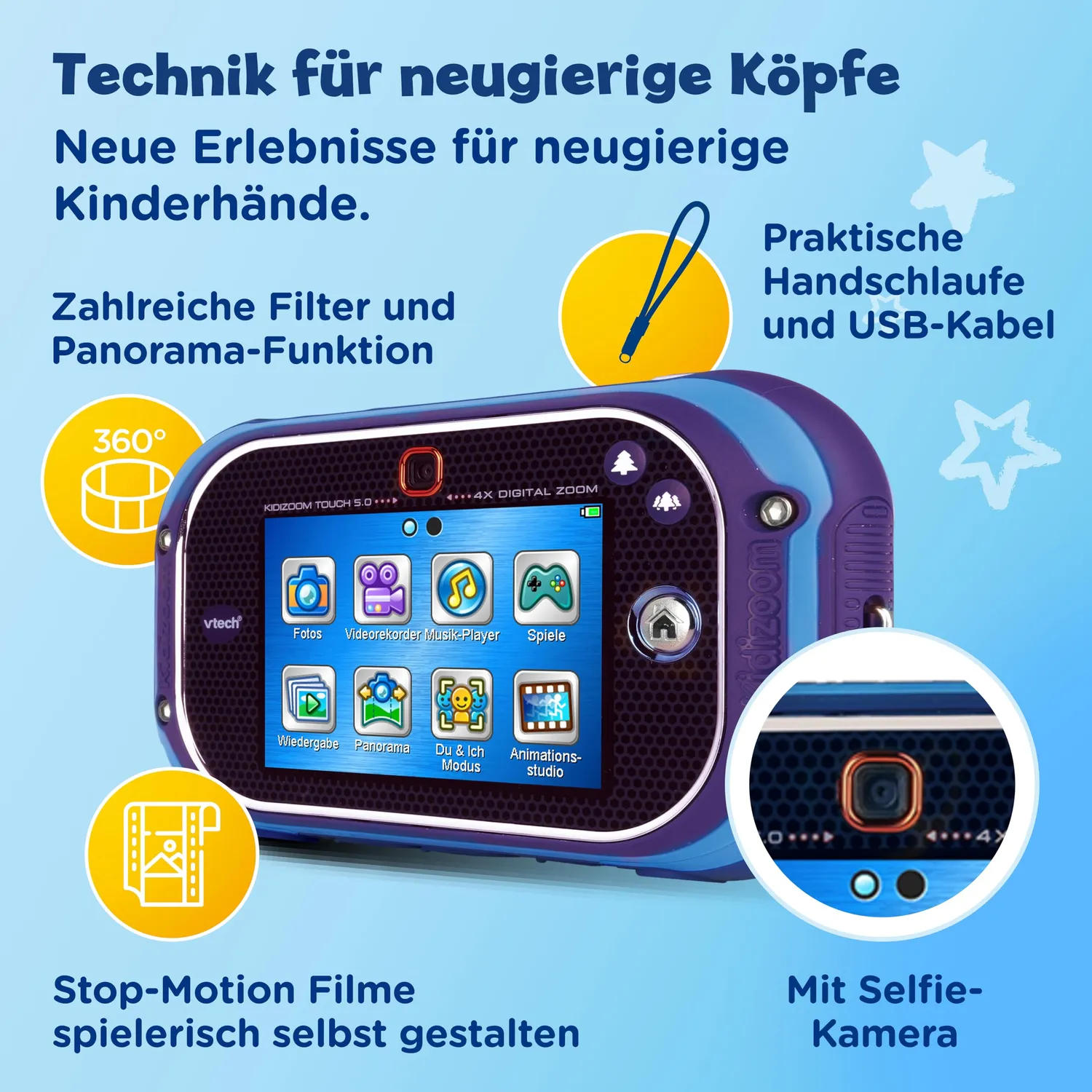 Vtech KidiZoom Touch 5.0 Kinderkamera blau