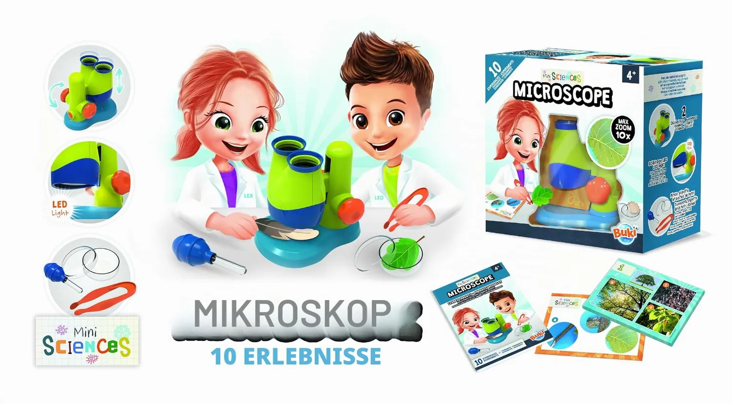 Buki Mini Sciences 9003 Mikroskop Weiß für Kinder ab 4