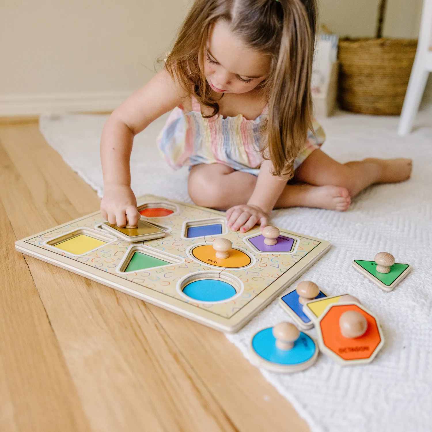 Melissa & Doug Deluxe Steckpuzzle Formen Holz 8-teilig
