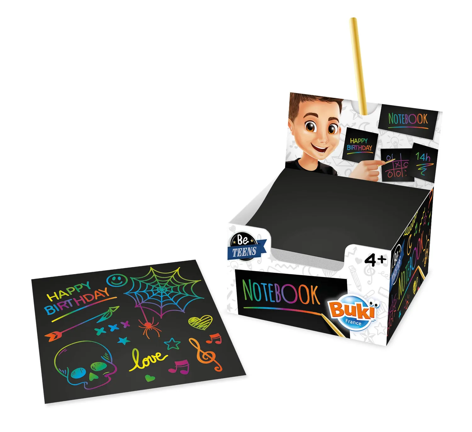 Buki NB001 Kratzpapier-Notizblock 150 Blätter Regenbogen