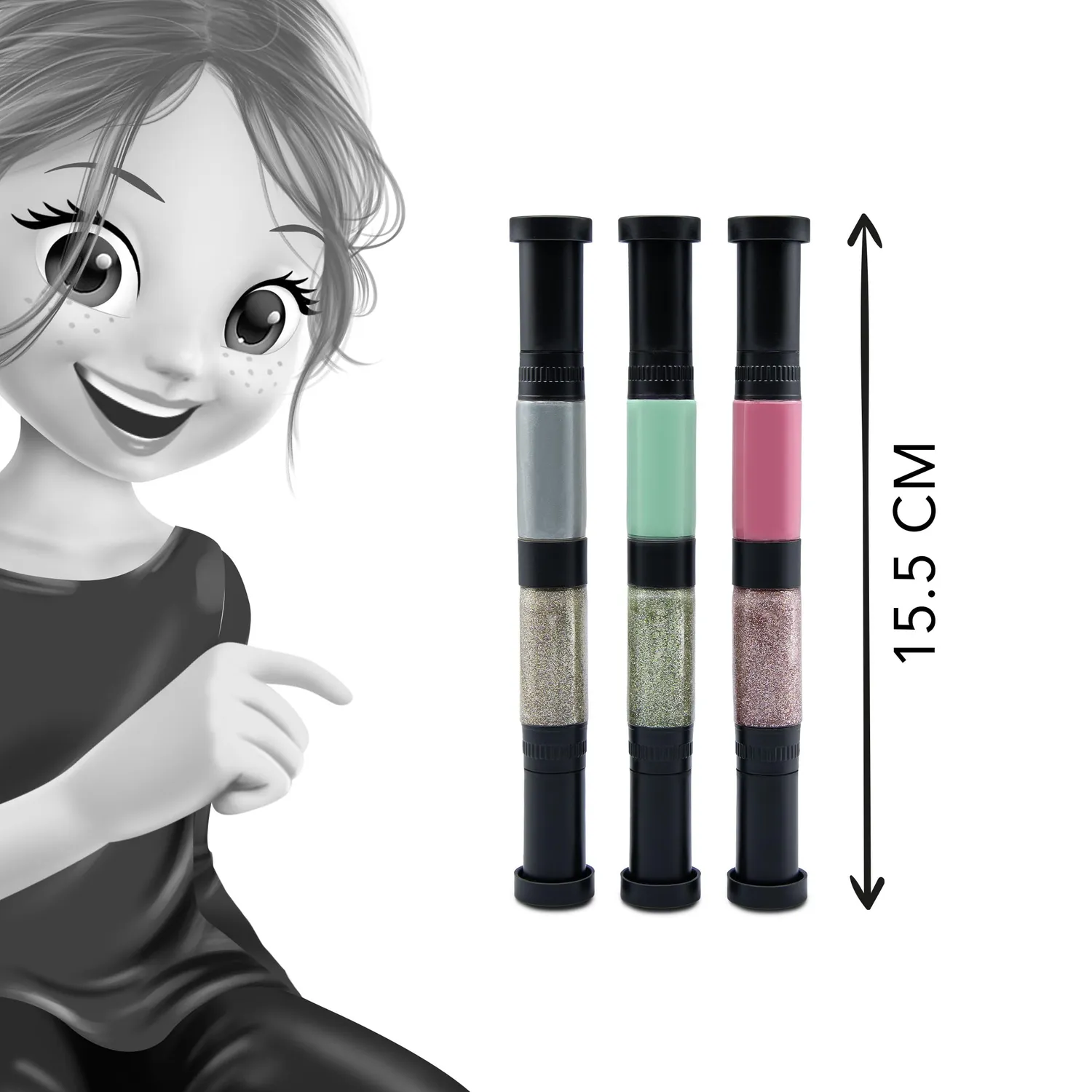 Buki PS102 Nagellackstifte 3er Rosa Grün Silber ab 8 Jahren