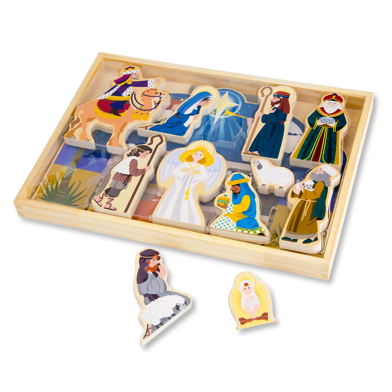 Melissa and Doug Wooden Christmas Nativity Krippenspiel Holz 15tlg