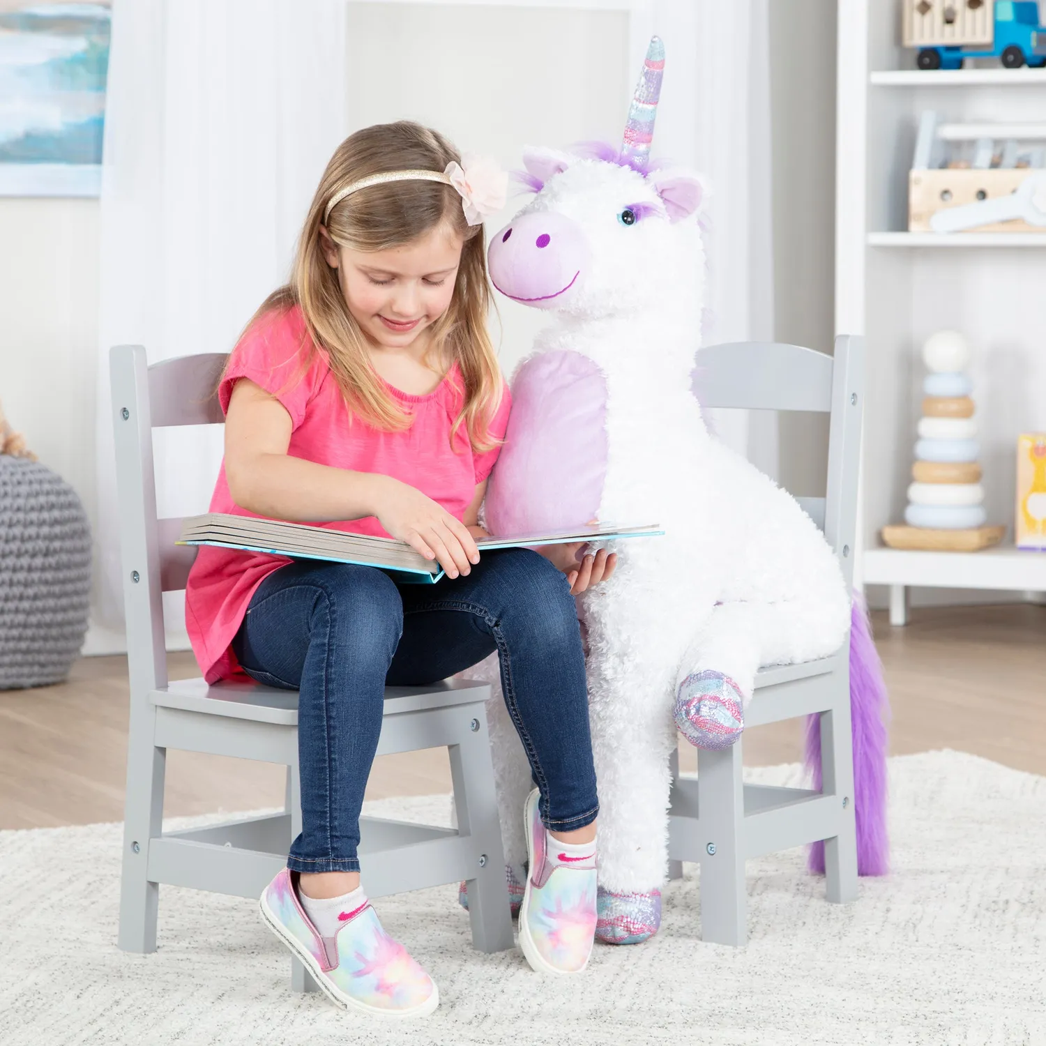 Melissa & Doug Kinderstuhl Holz Grau 2er-Set 28 cm