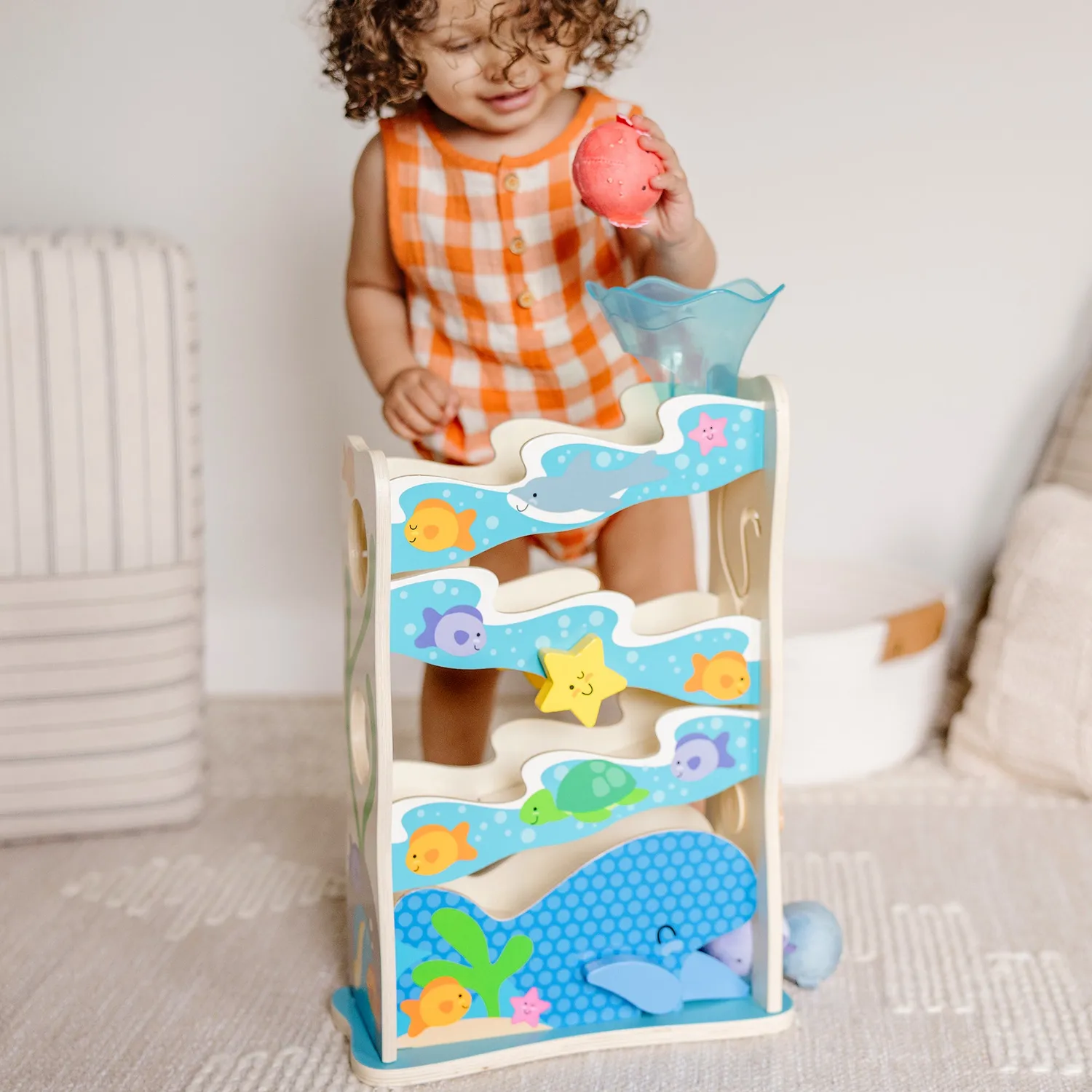 Melissa & Doug Rollables Wooden Ocean Slide Kugelbahn Holz ab 1 Jahr