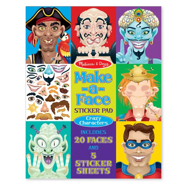 Melissa & Doug Make-a-Face Stickerheft Crazy Characters 160