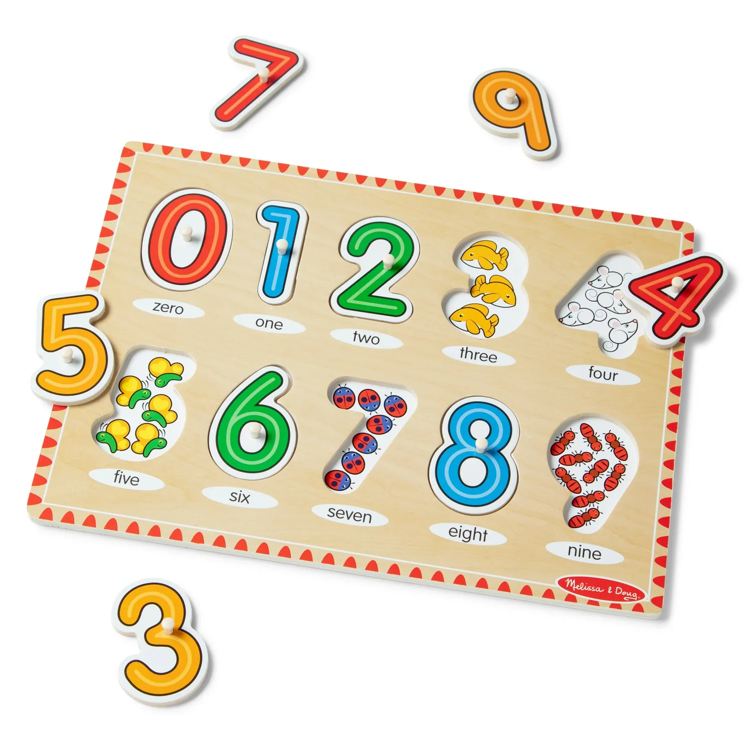 Melissa & Doug Lift & See Numbers Steckpuzzle 10-teilig