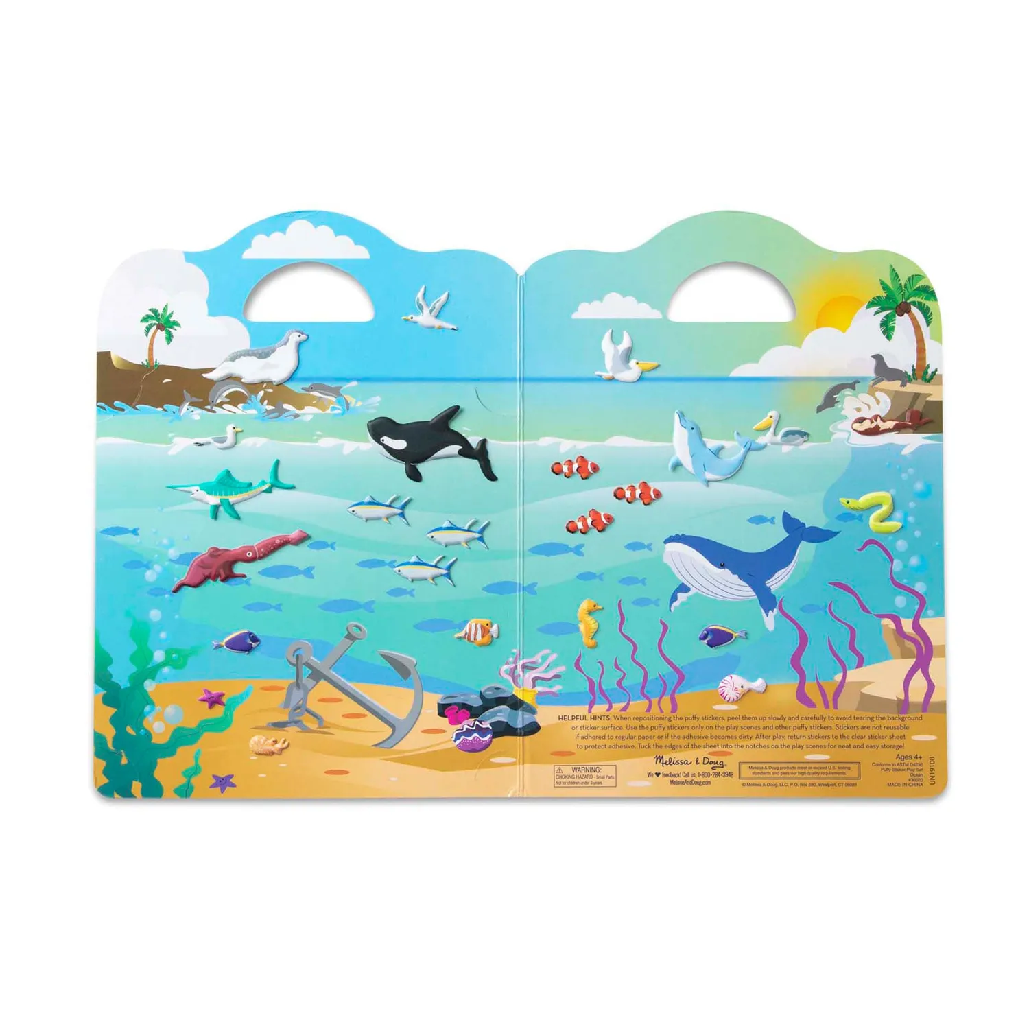 Melissa & Doug Puffy Sticker Set Ozean 40-teilig wiederverwendbar