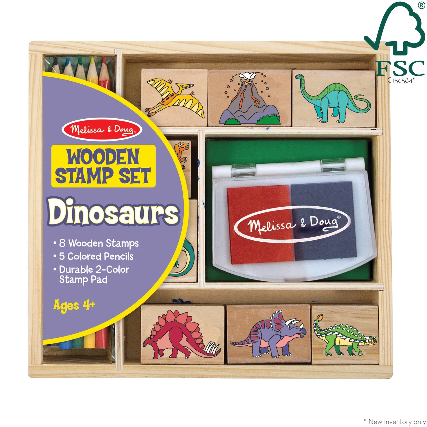 Melissa & Doug Wooden Stamp Set Dinosaurs Stempelset Holz 8-tlg