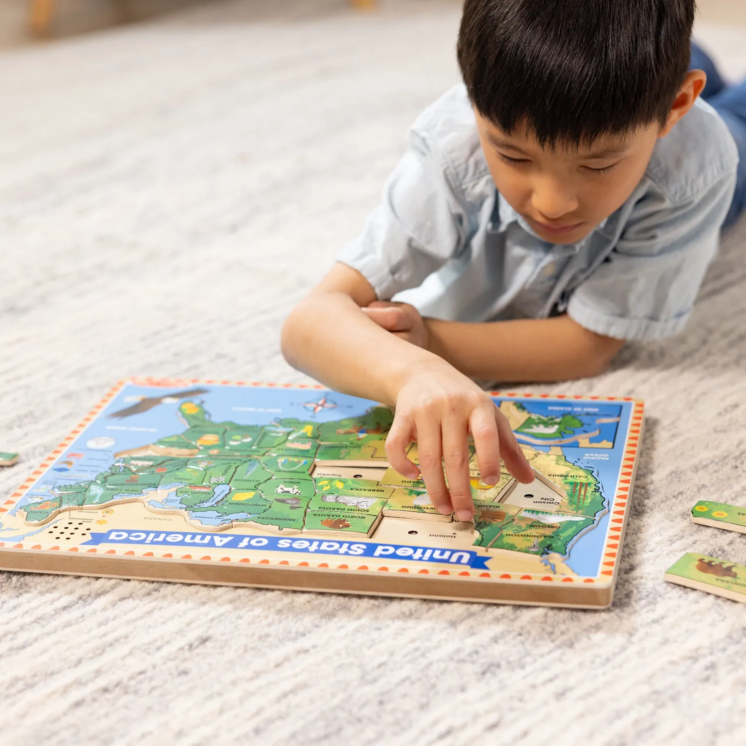 Melissa & Doug USA Soundpuzzle Holz 40-teilig USA-Karte