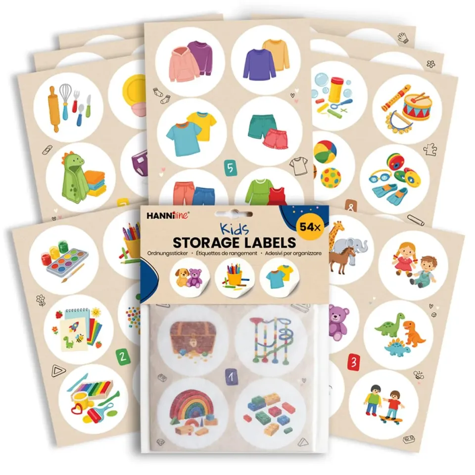 HANNIline Ordnungssticker Kinder 54 Sticker 6,5 cm Papier