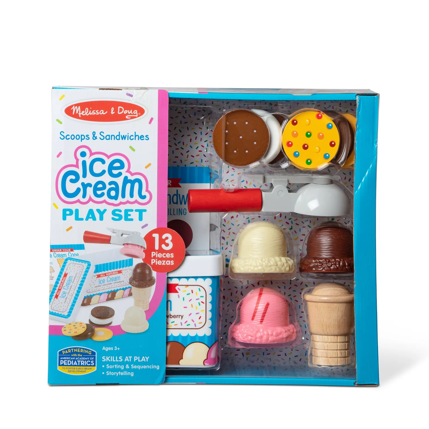 Melissa & Doug Scoops & Sandwiches Eis Kaufladen-Set 13-teilig Holz