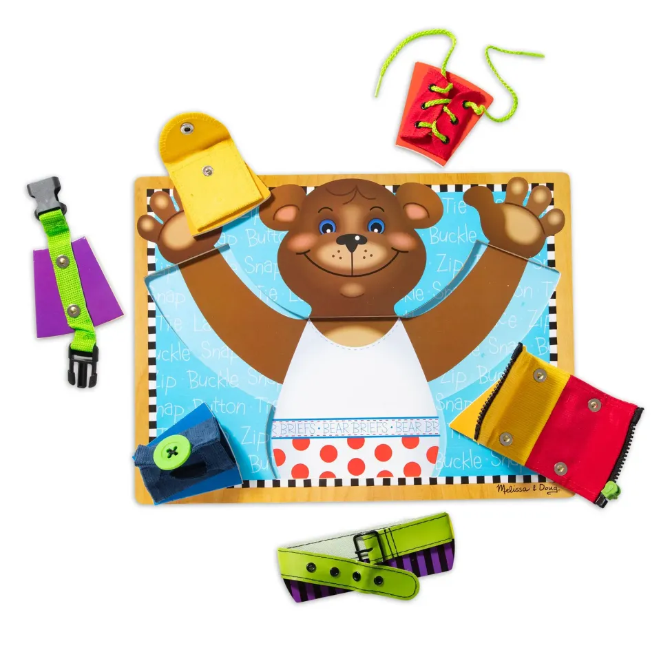 Melissa & Doug Basic Skills Puzzle Bären-Anziehbrett Holz motorisch