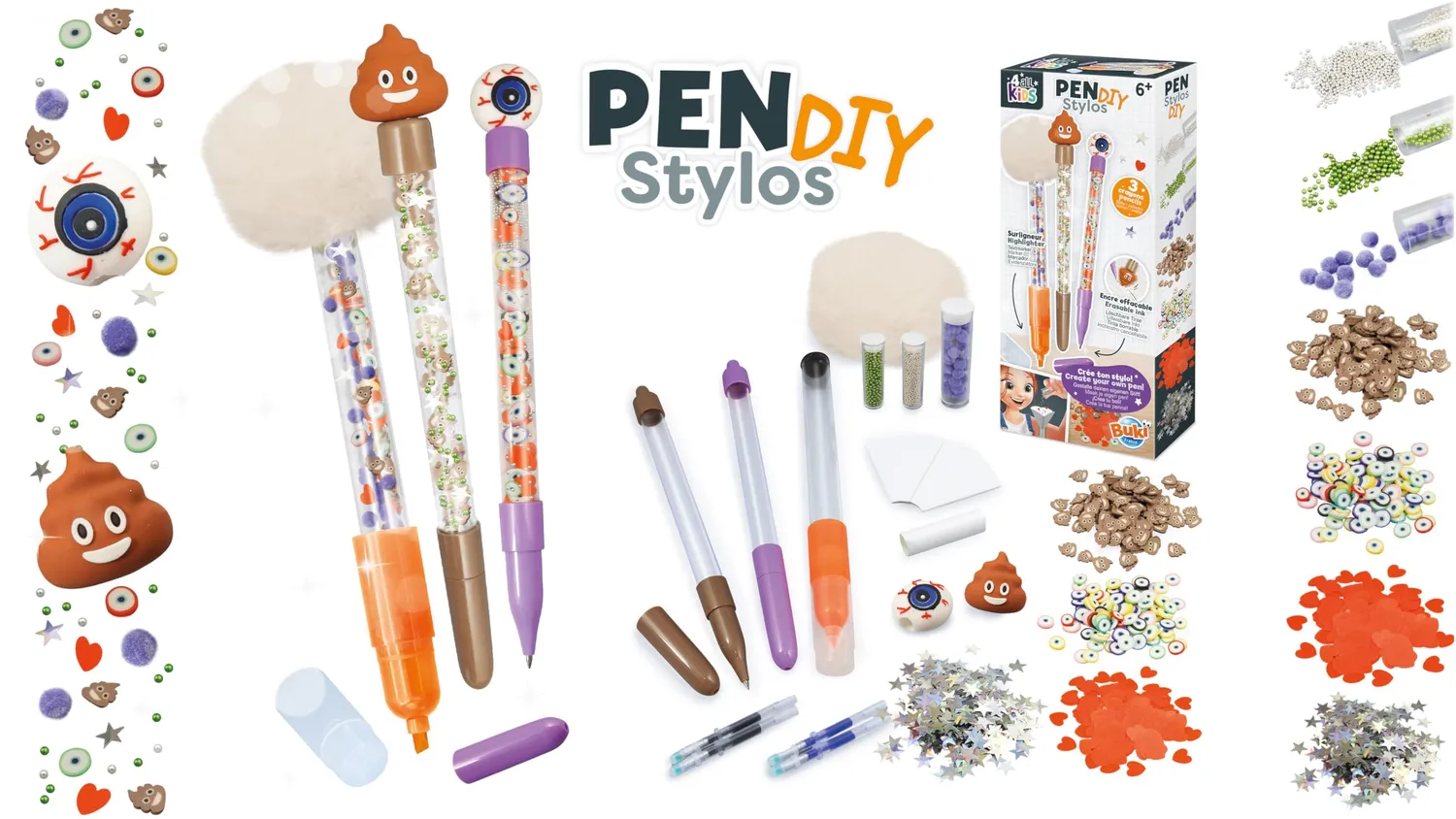 Buki France FK023 Kreativ-Set 3 Stifte radierbar Poop