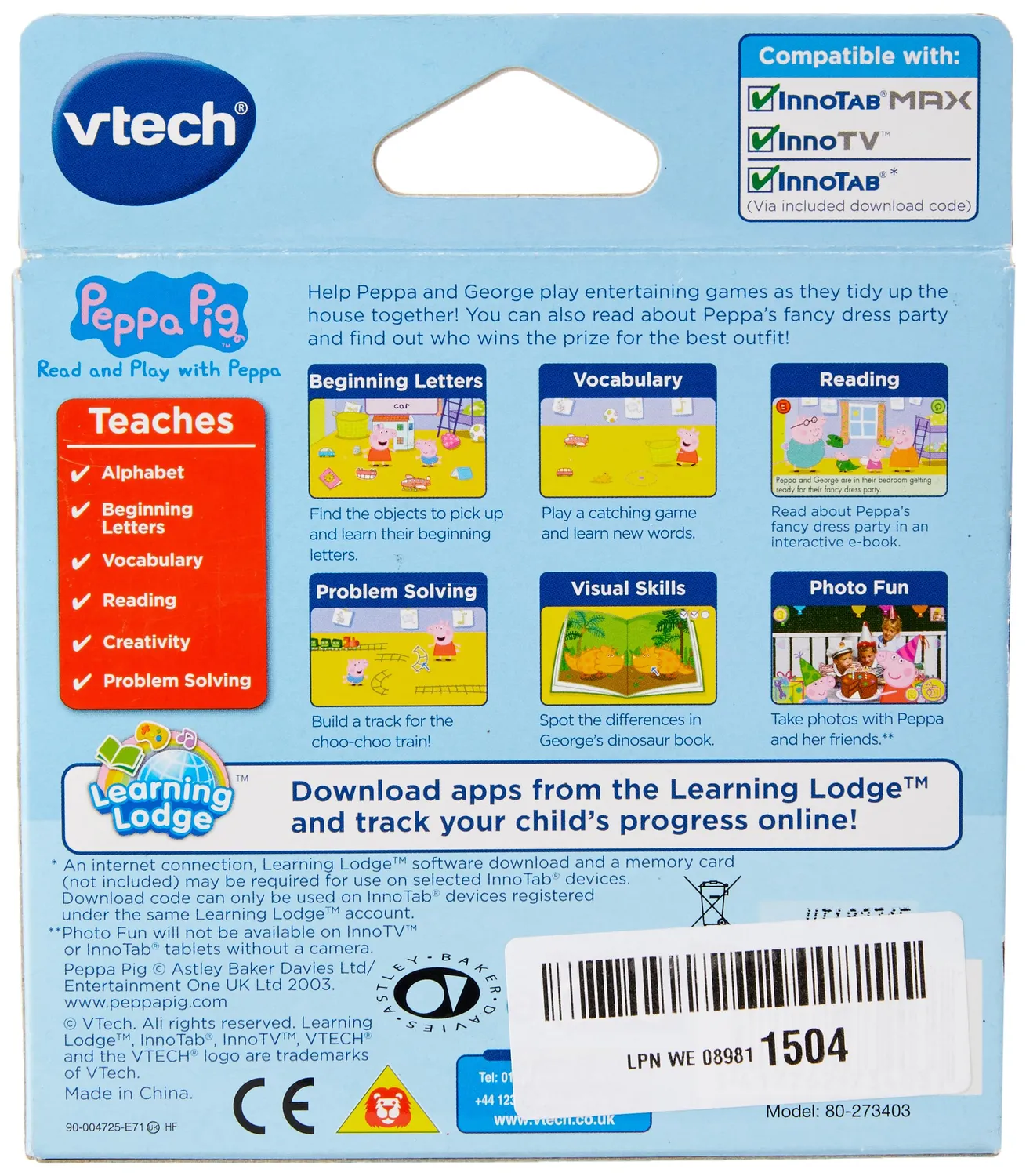 Vtech InnoTab Peppa Wutz Lernspiel 4-6 Jahre