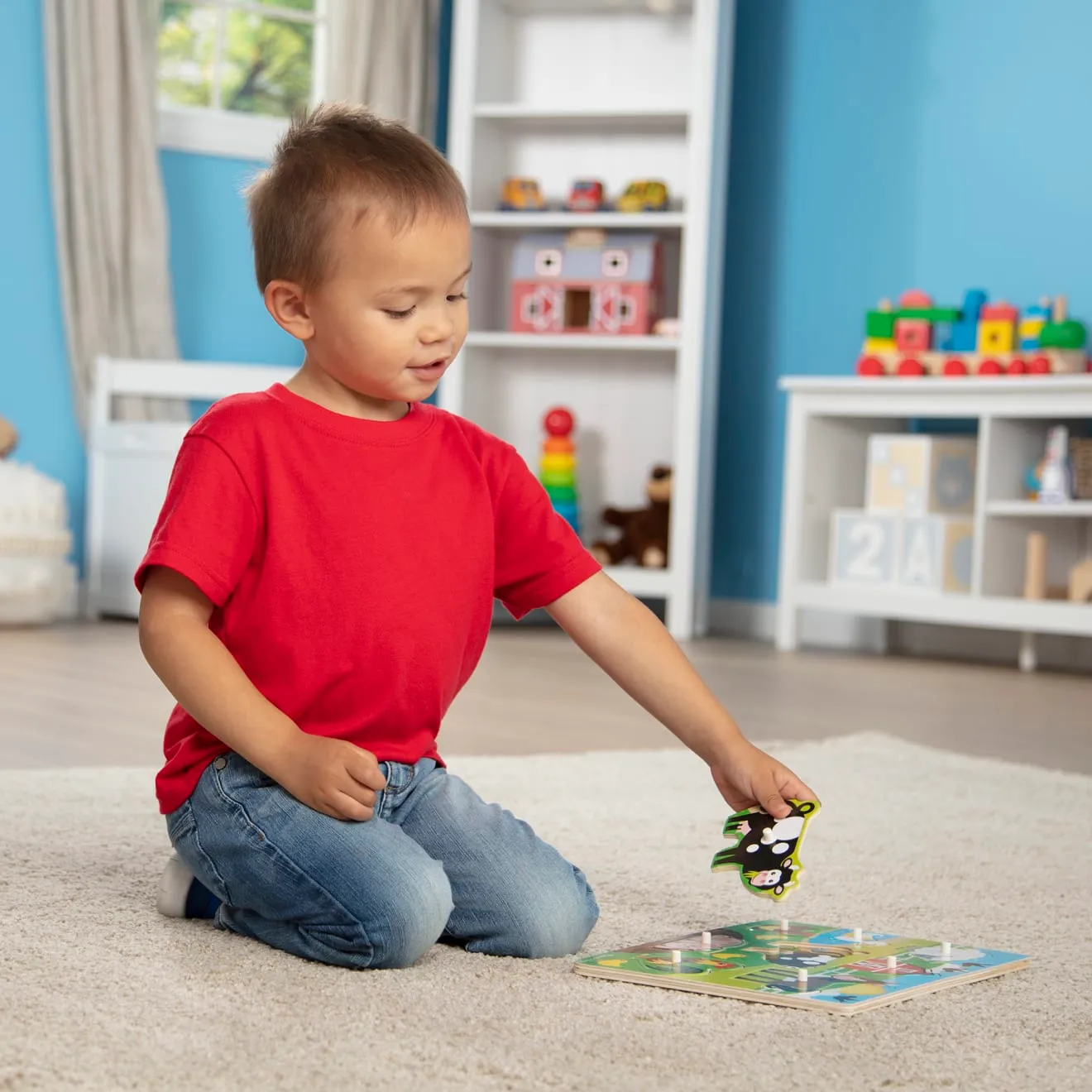 Melissa & Doug Farm Steckpuzzle Holz 8 Teile Bauernhof