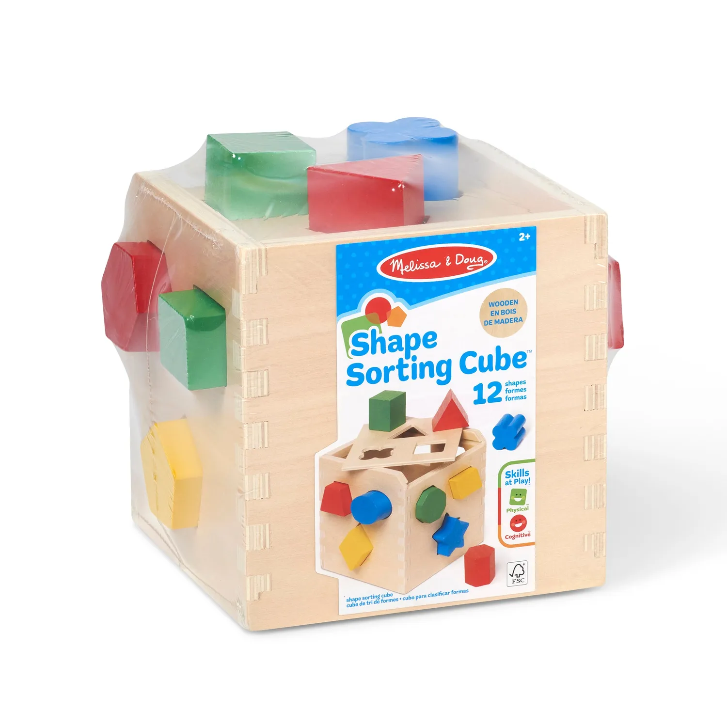 Melissa & Doug Shape-Sorting Formenwürfel Holz 12 Formen