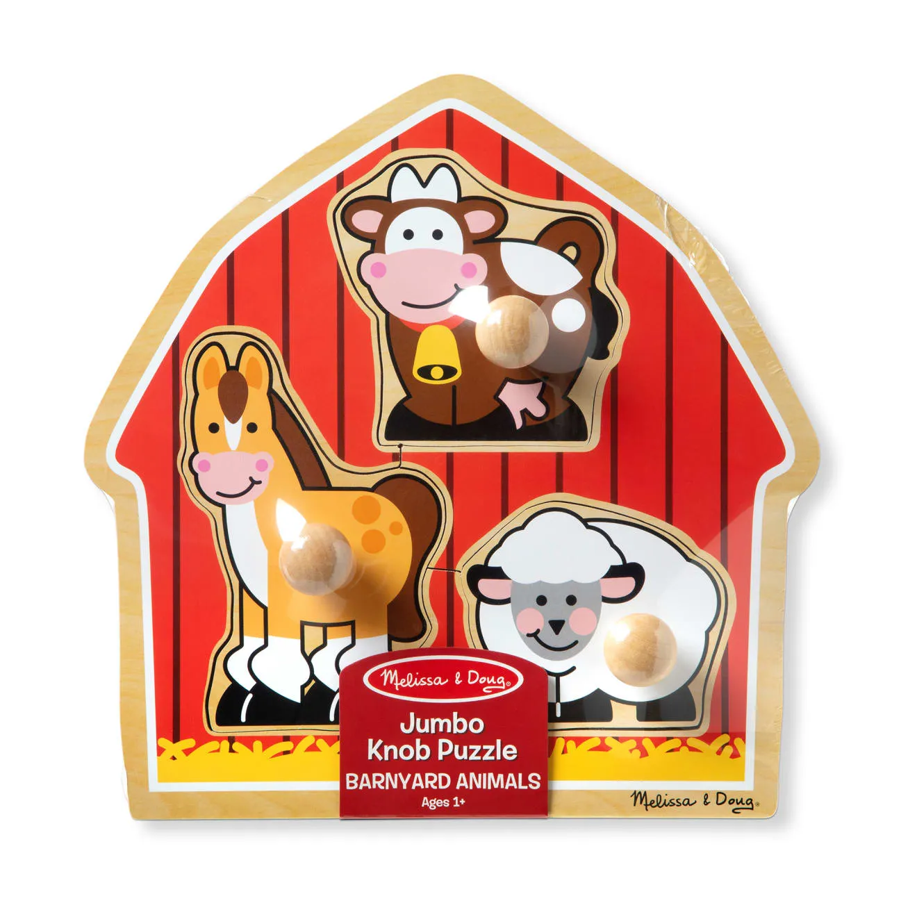 Melissa & Doug Barnyard Knopfpuzzle Holz 3 Teile Bauernhof