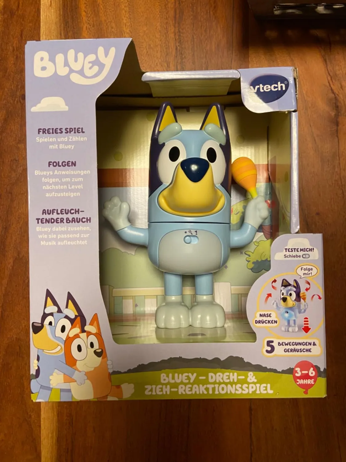VTech Bluey Dreh- & Zieh-Reaktionsspiel Figur mit Musik 3-6 Jahre