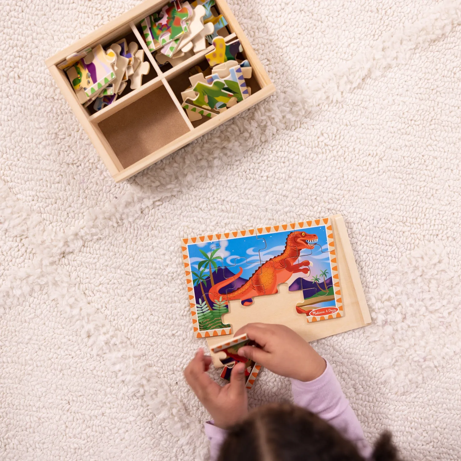 Melissa & Doug Puzzles in a Box Dinosaurier Holzpuzzle 4er