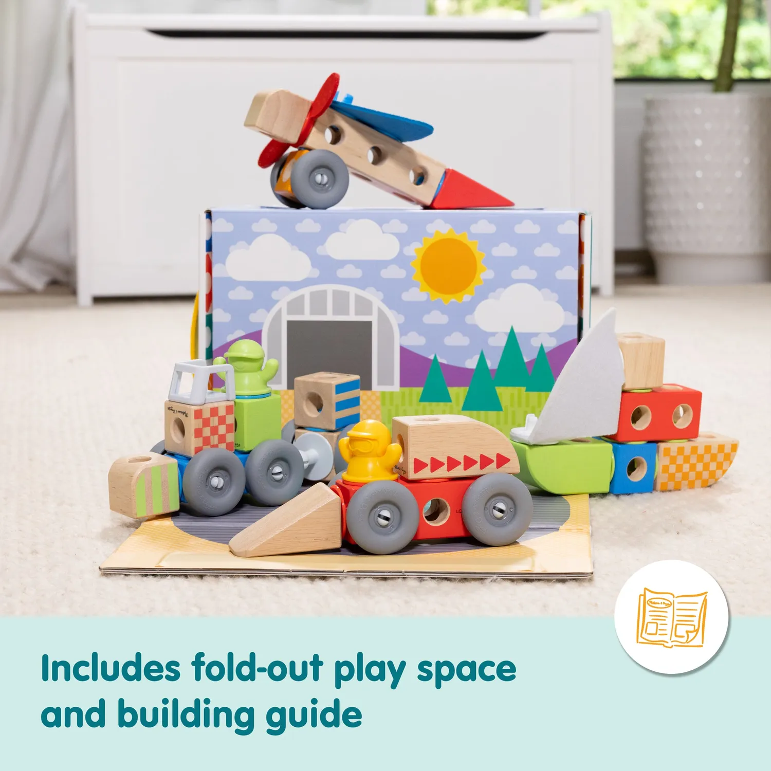 Melissa & Doug Blockables Fahrzeuge Bausteine Holzset