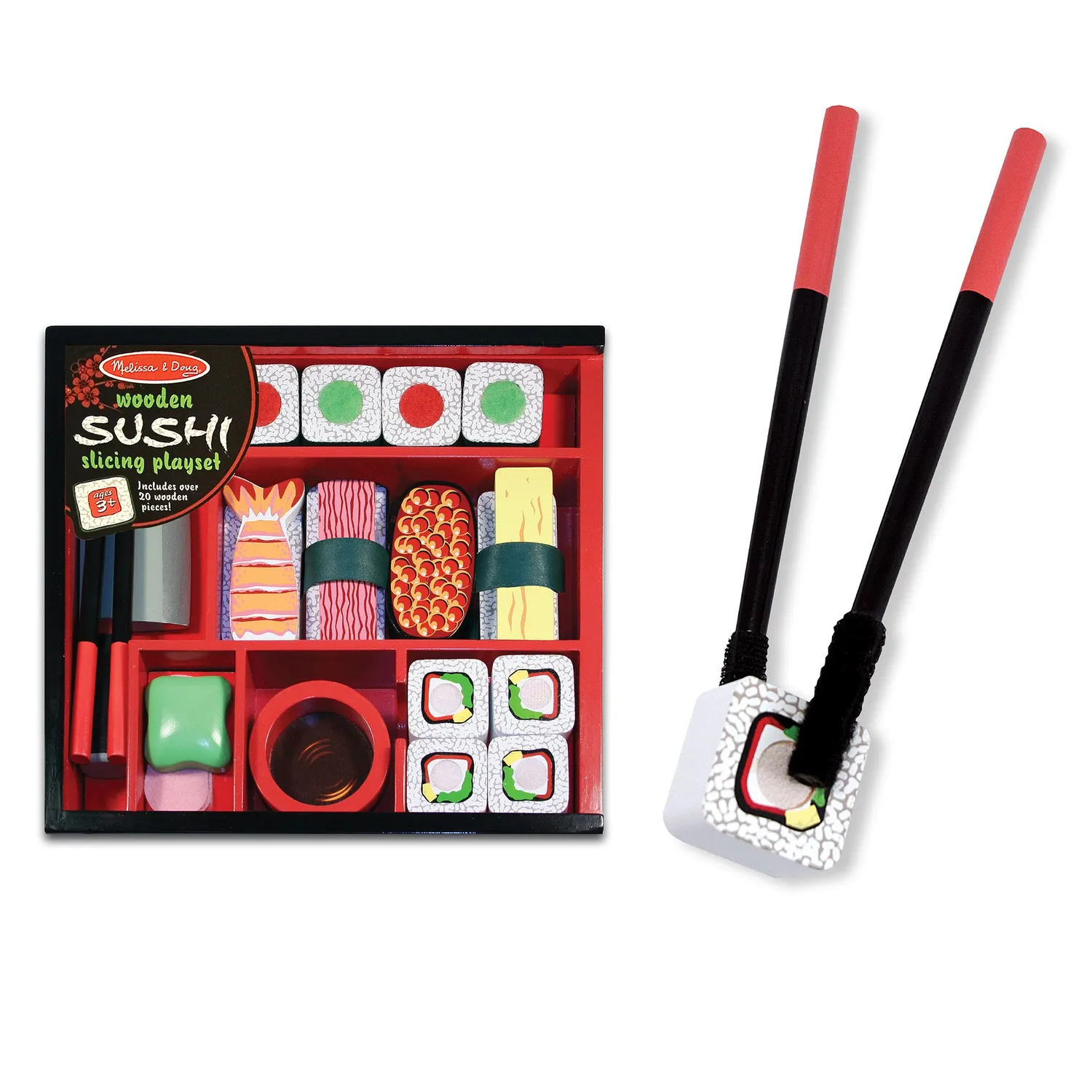 Melissa & Doug Sushi Slicing Spielset 24-teilig Holz Klett