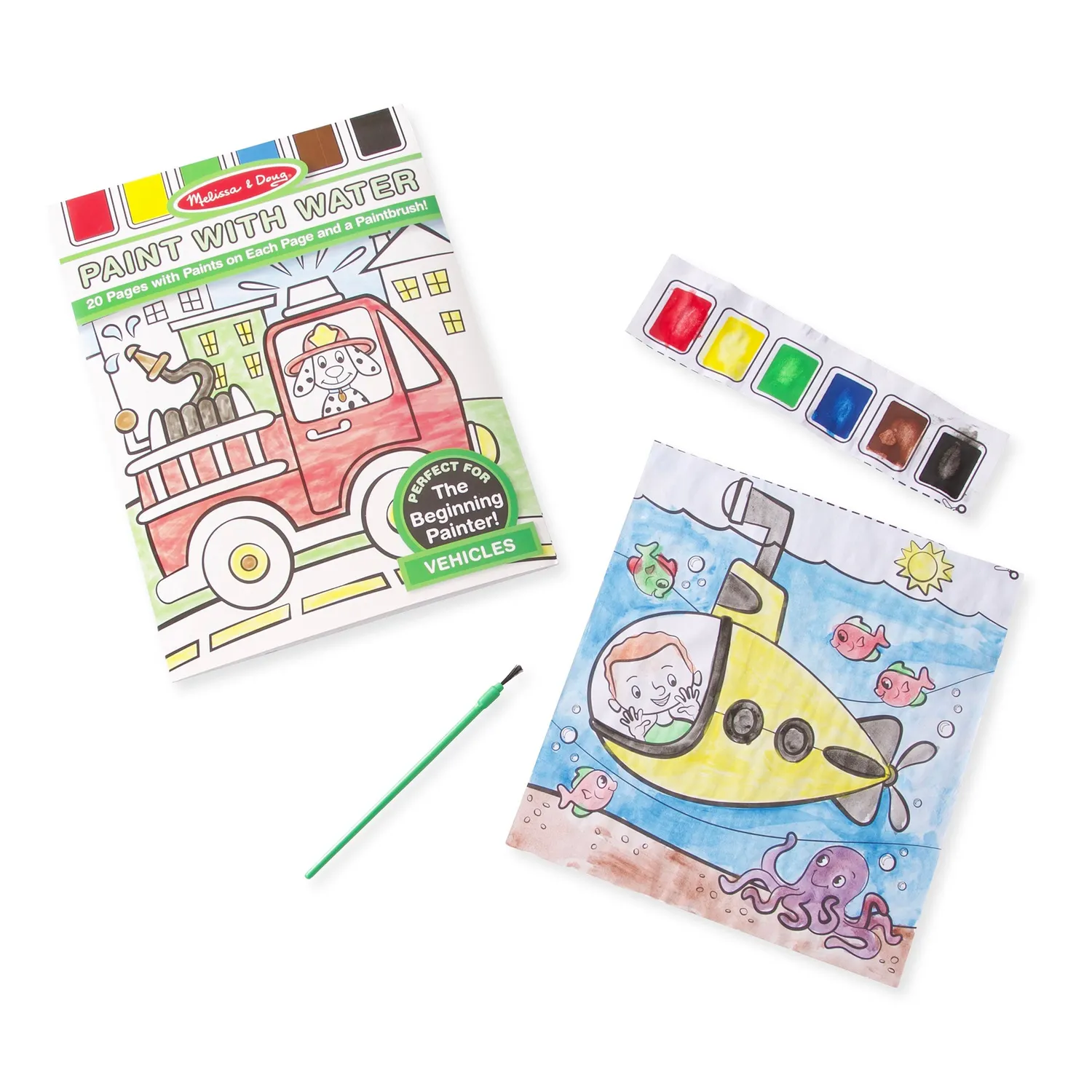 Melissa & Doug Paint with Water Vehicles Malbuch Wasser 20 Szenen