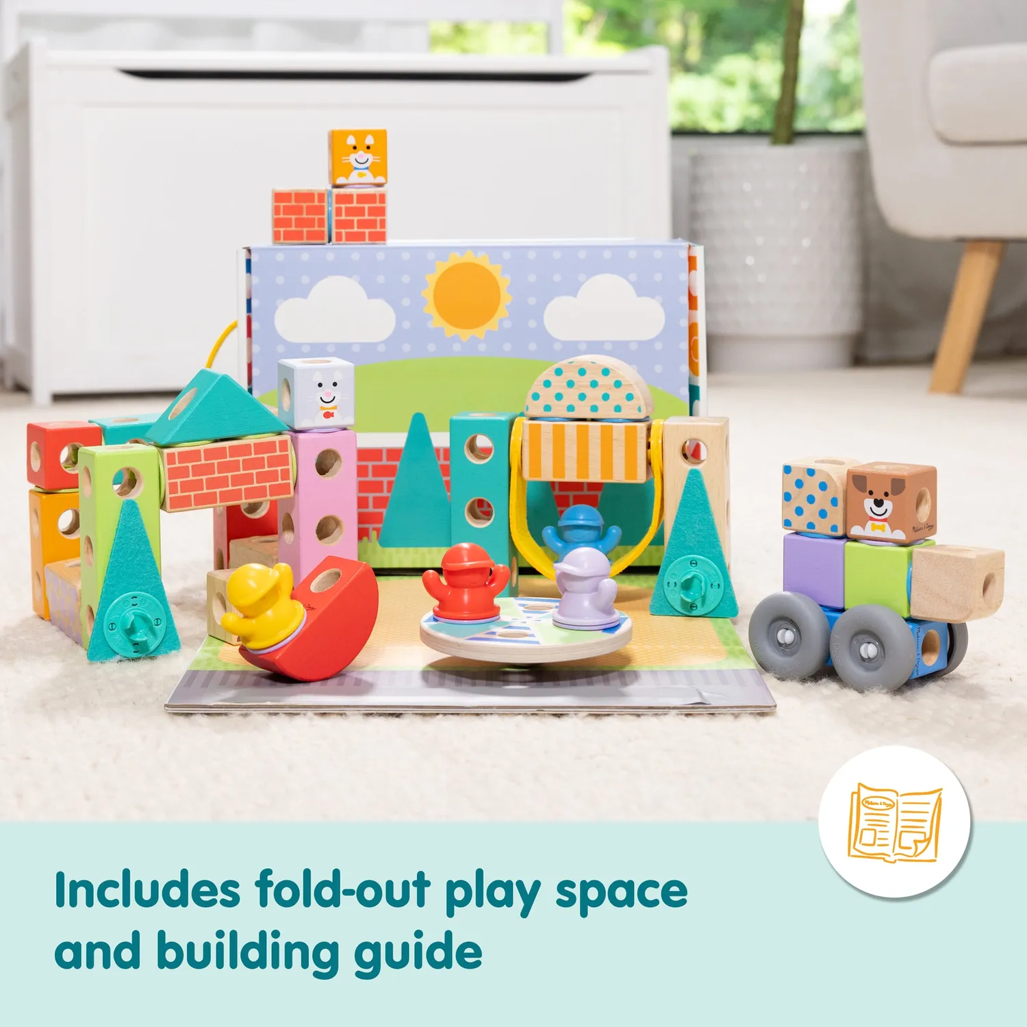 Melissa & Doug Blockables Town Play Set Bausteine 73-tlg Holz