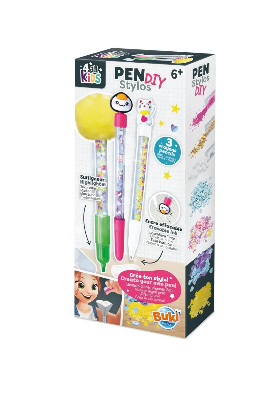 Buki France FK008 DIY-Stift Kawaii Bastelset Gelb